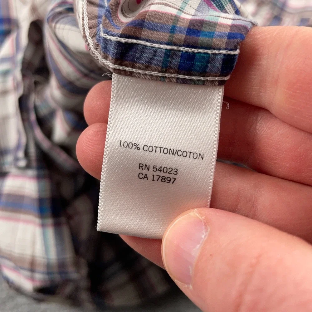 Banana Republic Shirt Mens Medium Multicolor Plaid Lightweight Cotton 15 15.5
